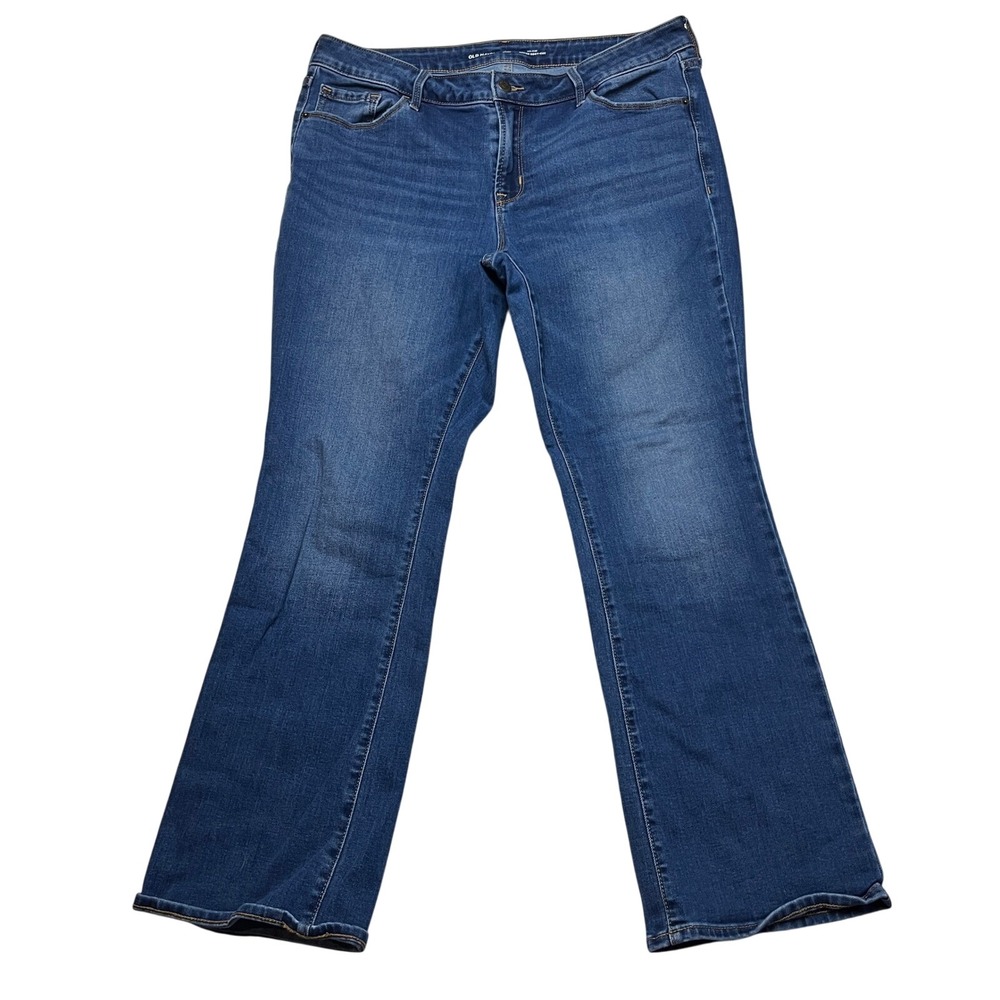 Old Navy Jeans Womens 14 Short Blue Kicker Boot-Cut Mid-Rise Stretch Denim Pants
